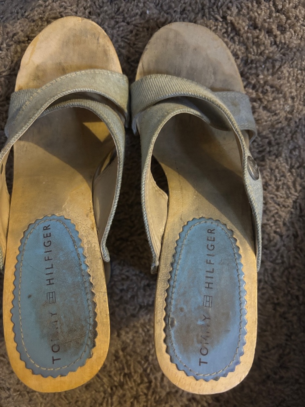 Tommy Hilfiger Light Gray Slip-On Mules